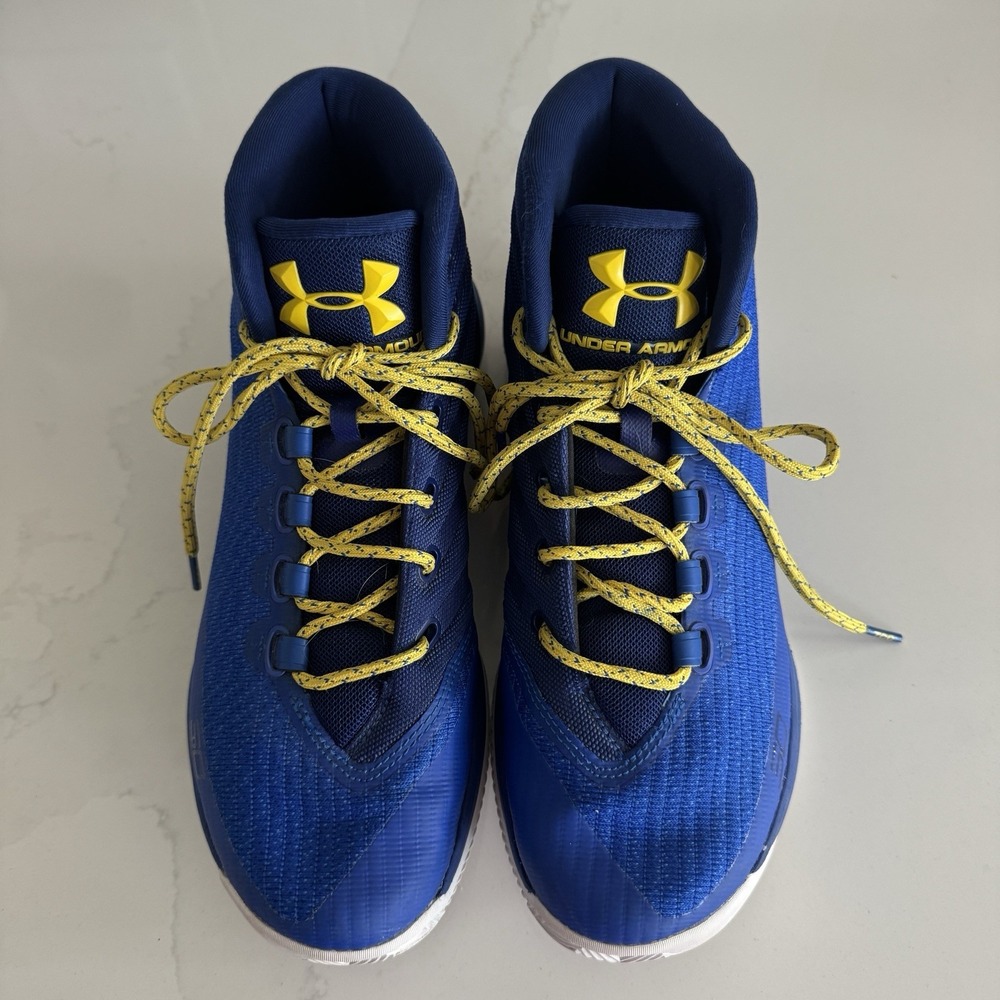 Under Armour Curry 3 Basketball Shoes Mens 8.5 Blue Yellow Dub Nation High Top